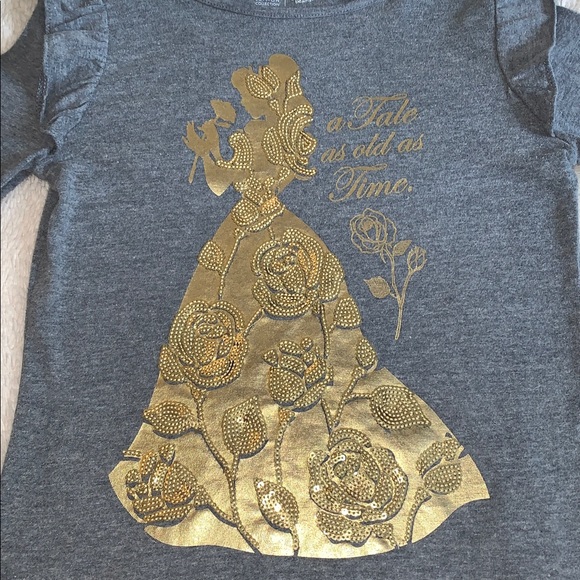 Disney Beauty and the Beast Gray Sequin Top 6X EUC Belle - Picture 2 of 9